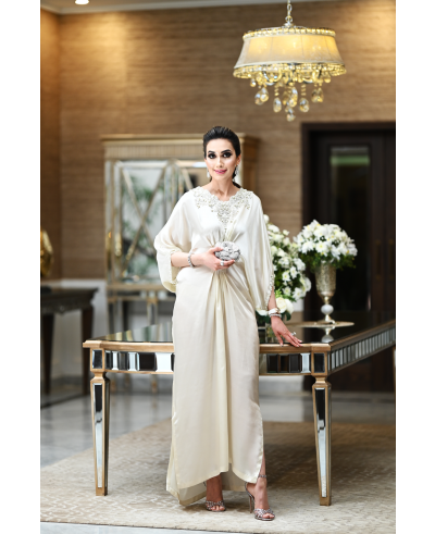 Ivory Shamooz Silk kaftan